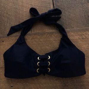 Abercrombie and Fitch Navy Blue+Gold Bikini Top
